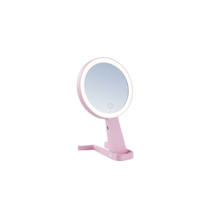 Immax 09102L - Specchio cosmetico dimmerabile LED+CCT SWEET LED/3W/5V rosa