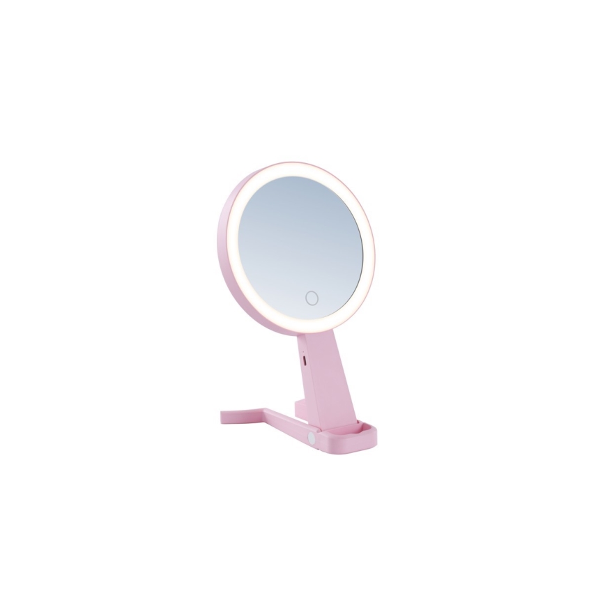 Immax 09102L - Specchio cosmetico dimmerabile LED+CCT SWEET LED/3W/5V rosa