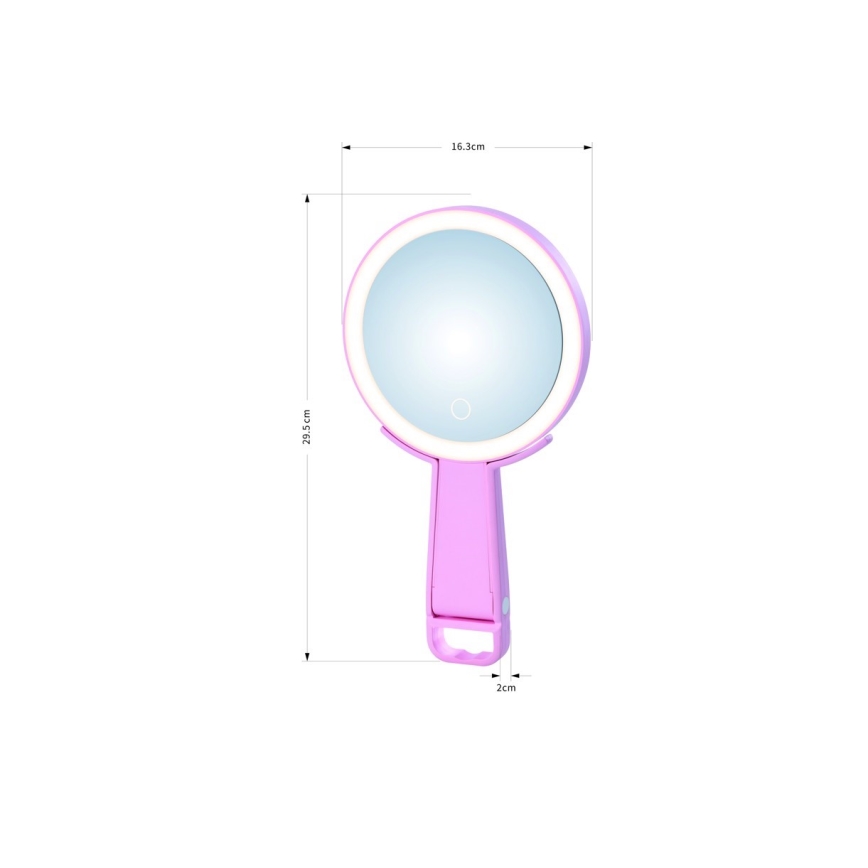 Immax 09102L - Specchio cosmetico dimmerabile LED+CCT SWEET LED/3W/5V rosa