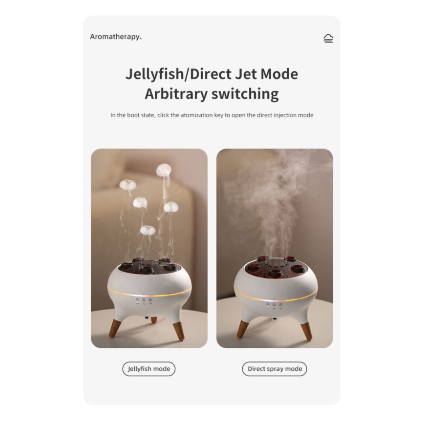 Immax 09104L - Diffusore di aromi e umidificatore d'aria JELLYFISH LED/11W/5V