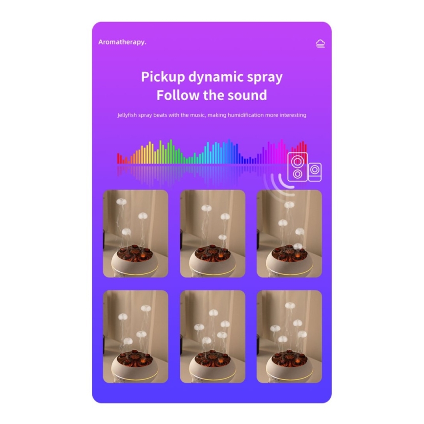 Immax 09104L - Diffusore di aromi e umidificatore d'aria JELLYFISH LED/11W/5V