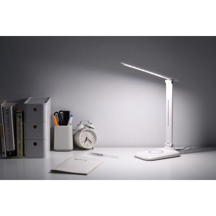 Lampada da tavolo dimmerabile a LED con ricarica wireless QI e porta USB LUMI LED/7W/230V bianca