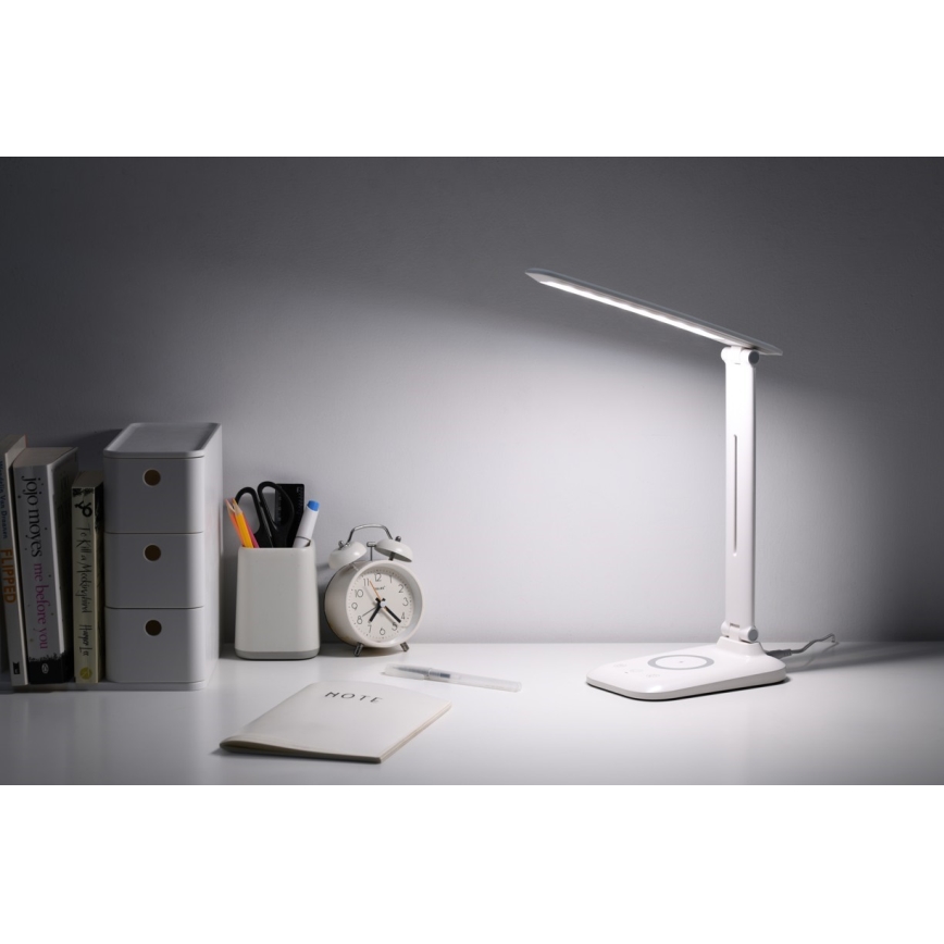 Lampada da tavolo dimmerabile a LED con ricarica wireless QI e porta USB LUMI LED/7W/230V bianca