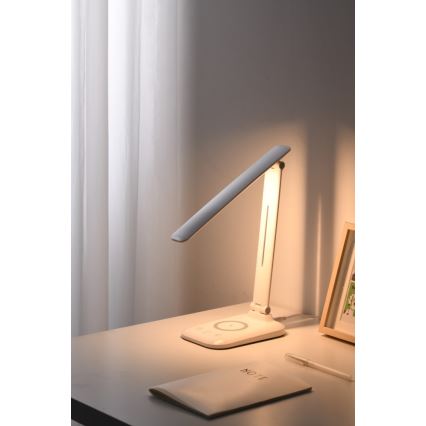 Lampada da tavolo dimmerabile a LED con ricarica wireless QI e porta USB LUMI LED/7W/230V bianca