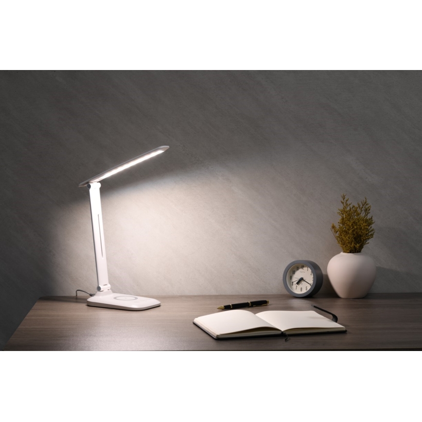Lampada da tavolo dimmerabile a LED con ricarica wireless QI e porta USB LUMI LED/7W/230V bianca