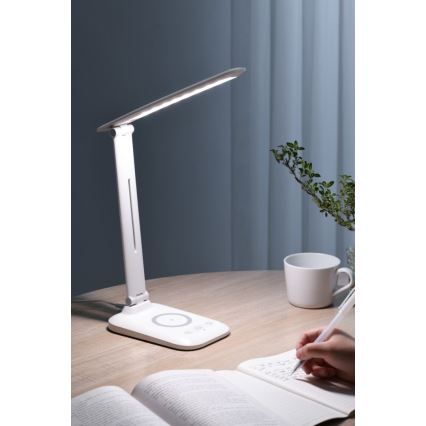 Lampada da tavolo dimmerabile a LED con ricarica wireless QI e porta USB LUMI LED/7W/230V bianca