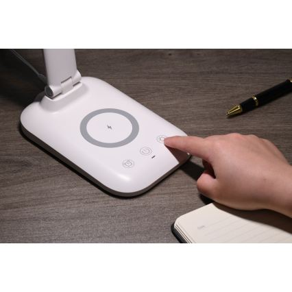 Lampada da tavolo dimmerabile a LED con ricarica wireless QI e porta USB LUMI LED/7W/230V bianca
