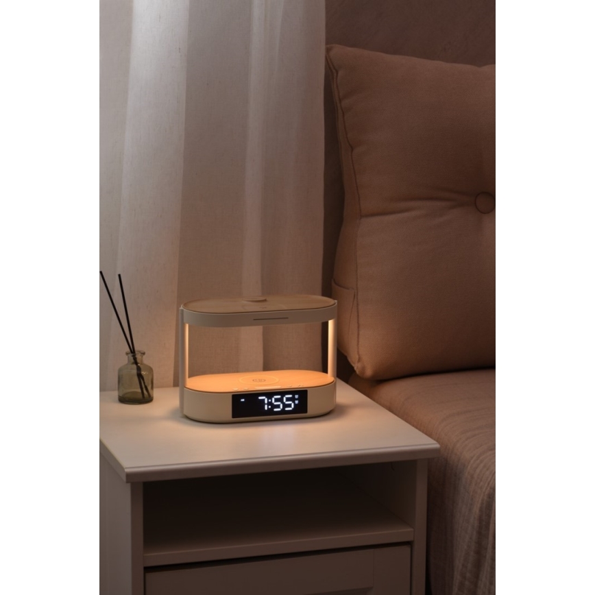 Lampada da tavolo dimmerabile a LED con sveglia e ricarica TRIPLE DOCK LED/1,5W/5V
