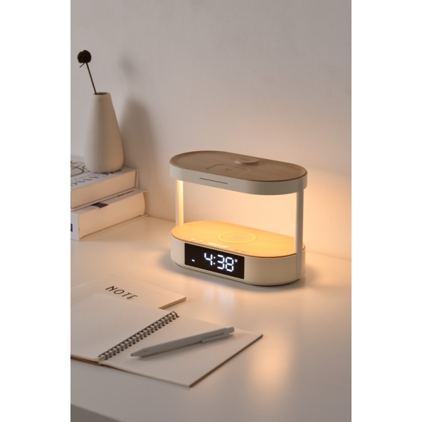 Lampada da tavolo dimmerabile a LED con sveglia e ricarica TRIPLE DOCK LED/1,5W/5V