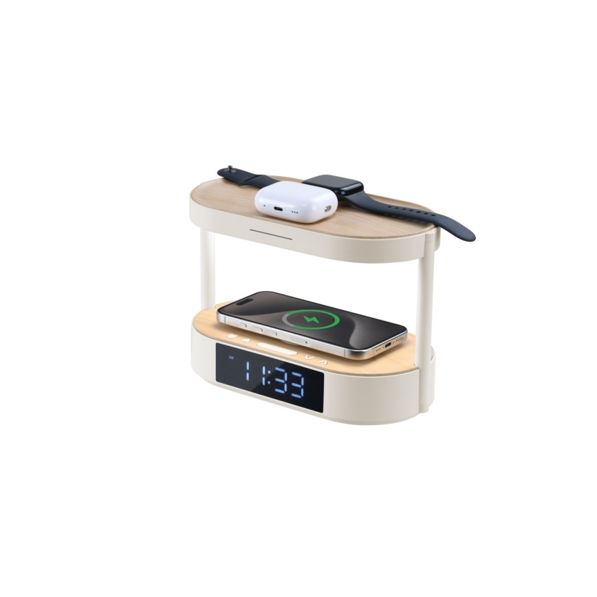 Lampada da tavolo dimmerabile a LED con sveglia e ricarica TRIPLE DOCK LED/1,5W/5V