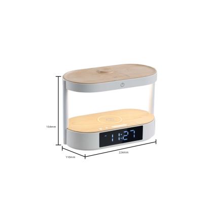 Lampada da tavolo dimmerabile a LED con sveglia e ricarica TRIPLE DOCK LED/1,5W/5V