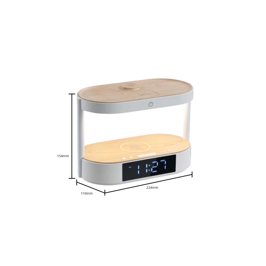 Lampada da tavolo dimmerabile a LED con sveglia e ricarica TRIPLE DOCK LED/1,5W/5V