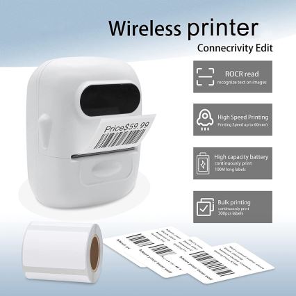 Stampante digitale per etichette USB-C + etichette autoadesive 40x30mm