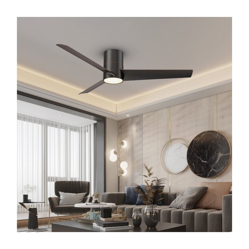 Immax NEO 07135-B - Ventilatore da soffitto dimmerabile a LED FRESH LED/18W/230V Wi-Fi Tuya nero + telecomando
