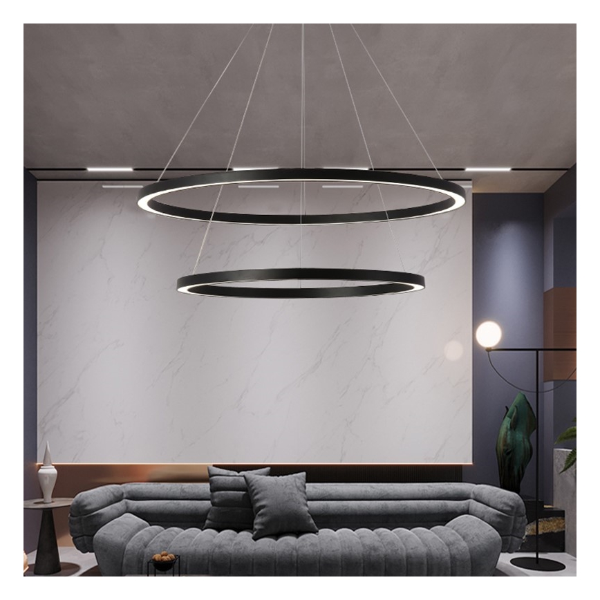 Immax NEO 07158-B80-60 - Lampadario LED dimmerabile su filo FINO LED/93W/230V Tuya nero + telecomando