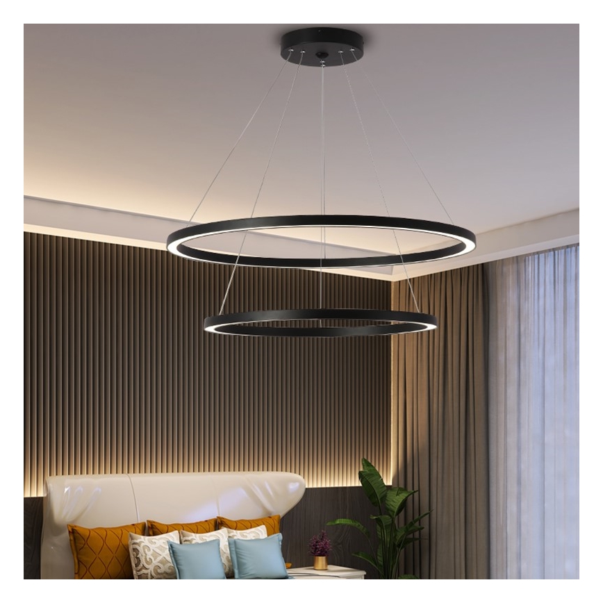 Immax NEO 07158-B80-60 - Lampadario LED dimmerabile su filo FINO LED/93W/230V Tuya nero + telecomando