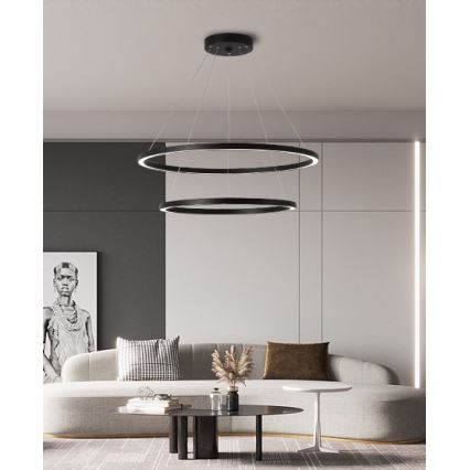 Immax NEO 07158-B80-60 - Lampadario LED dimmerabile su filo FINO LED/93W/230V Tuya nero + telecomando