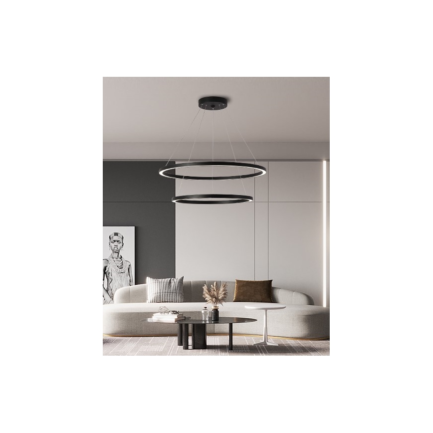 Immax NEO 07158-B80-60 - Lampadario LED dimmerabile su filo FINO LED/93W/230V Tuya nero + telecomando