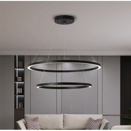 Immax NEO 07158-B80-60 - Lampadario LED dimmerabile su filo FINO LED/93W/230V Tuya nero + telecomando