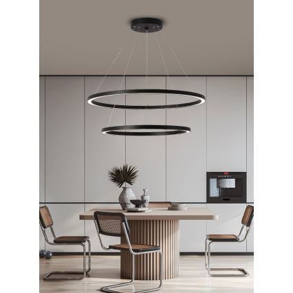 Immax NEO 07158-B80-60 - Lampadario LED dimmerabile su filo FINO LED/93W/230V Tuya nero + telecomando