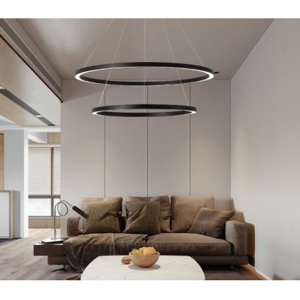 Immax NEO 07158-B80-60 - Lampadario LED dimmerabile su filo FINO LED/93W/230V Tuya nero + telecomando