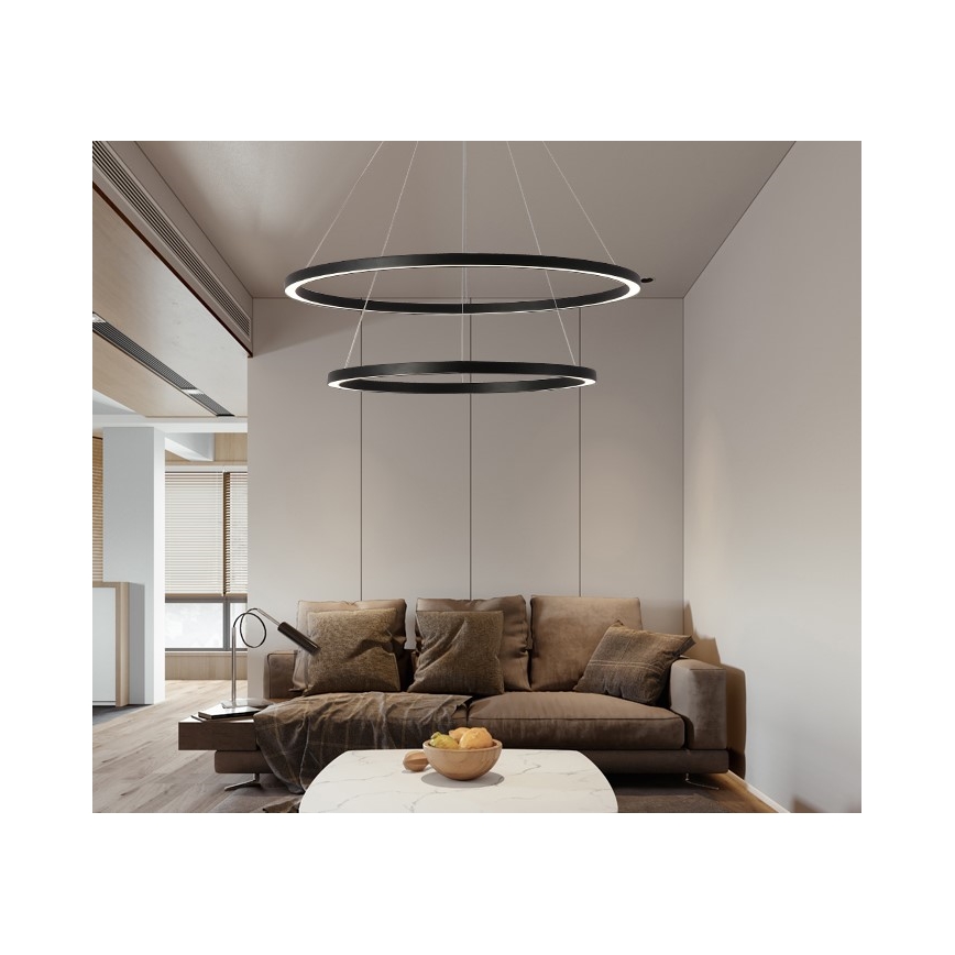 Immax NEO 07158-B80-60 - Lampadario LED dimmerabile su filo FINO LED/93W/230V Tuya nero + telecomando