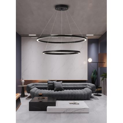 Immax NEO 07158-B80-60 - Lampadario LED dimmerabile su filo FINO LED/93W/230V Tuya nero + telecomando