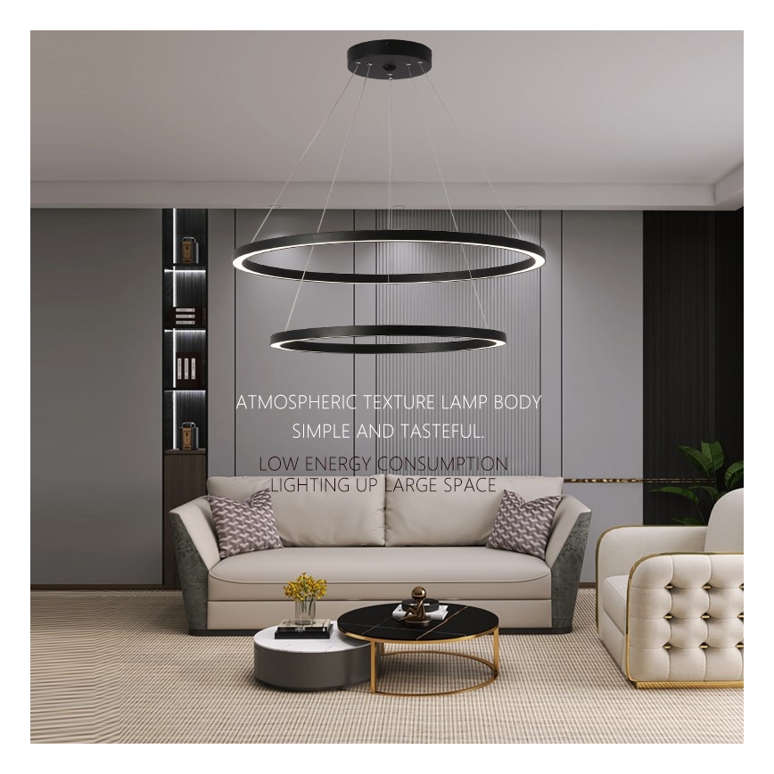 Immax NEO 07158-B80-60 - Lampadario LED dimmerabile su filo FINO LED/93W/230V Tuya nero + telecomando