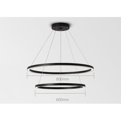 Immax NEO 07158-B80-60 - Lampadario LED dimmerabile su filo FINO LED/93W/230V Tuya nero + telecomando