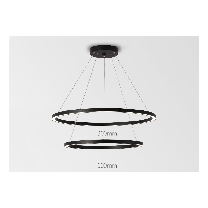 Immax NEO 07158-B80-60 - Lampadario LED dimmerabile su filo FINO LED/93W/230V Tuya nero + telecomando