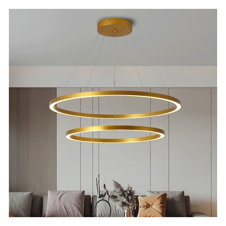 Immax NEO 07159-G80-60 - Lampadario LED Dimmerabile su filo FINO LED/93W/230V Tuya oro + telecomando