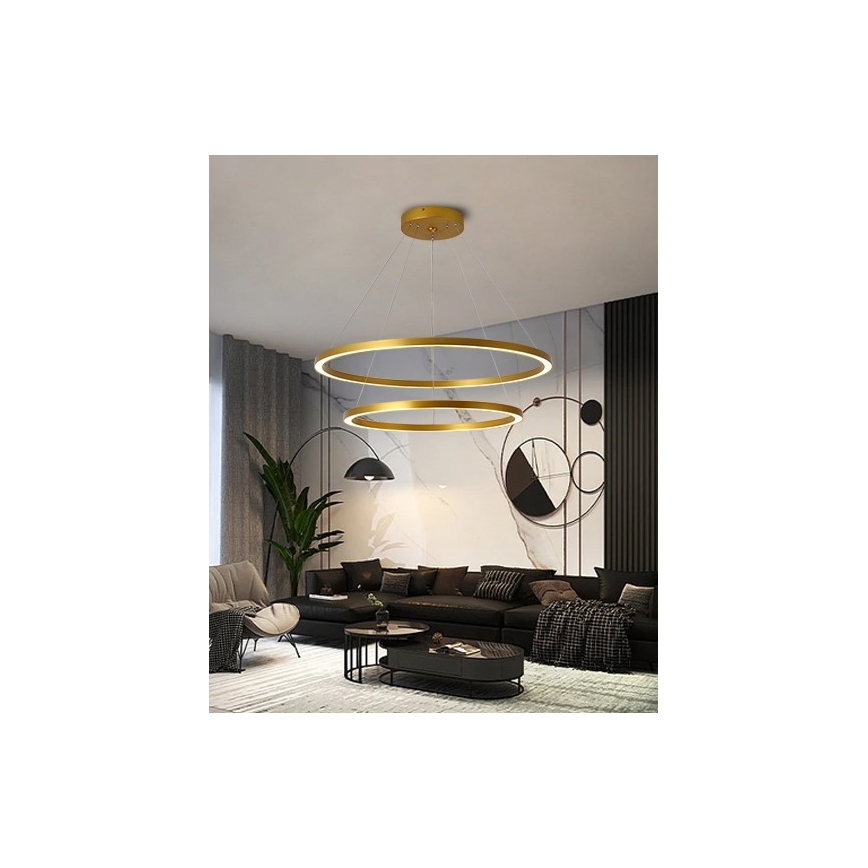 Immax NEO 07159-G80-60 - Lampadario LED Dimmerabile su filo FINO LED/93W/230V Tuya oro + telecomando