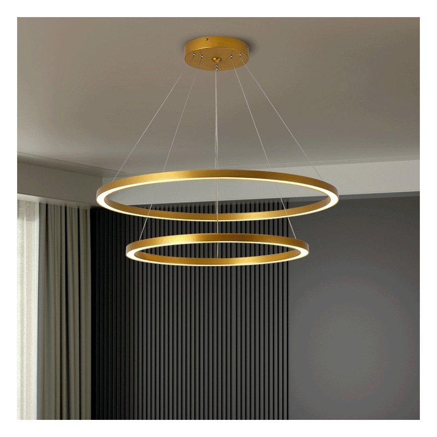 Immax NEO 07159-G80-60 - Lampadario LED Dimmerabile su filo FINO LED/93W/230V Tuya oro + telecomando