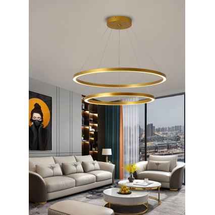 Immax NEO 07159-G80-60 - Lampadario LED Dimmerabile su filo FINO LED/93W/230V Tuya oro + telecomando