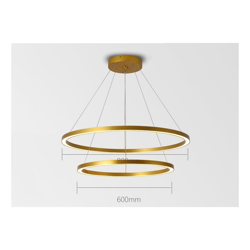 Immax NEO 07159-G80-60 - Lampadario LED Dimmerabile su filo FINO LED/93W/230V Tuya oro + telecomando