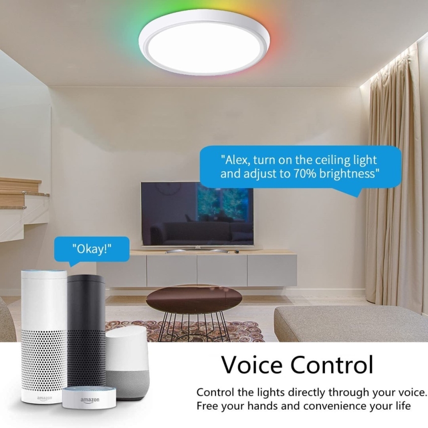 Immax NEO 07164-40 - LED RGB+CCT Plafoniera con dimmer NEO LITE TUDO LED/50W/230V Wi-Fi Tuya +remote telecomando