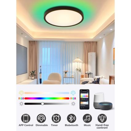 Immax NEO 07166-B40 - LED RGB+CCT Plafoniera con dimmer NEO LITE TUDO LED/50W/230V Wi-Fi Tuya nero + telecomando