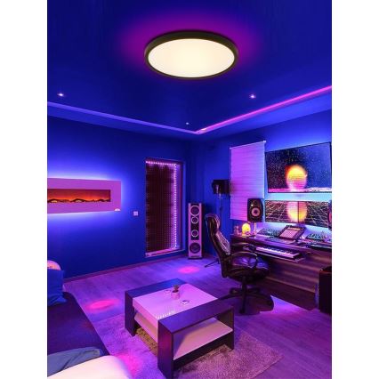 Immax NEO 07166-B40 - LED RGB+CCT Plafoniera con dimmer NEO LITE TUDO LED/50W/230V Wi-Fi Tuya nero + telecomando