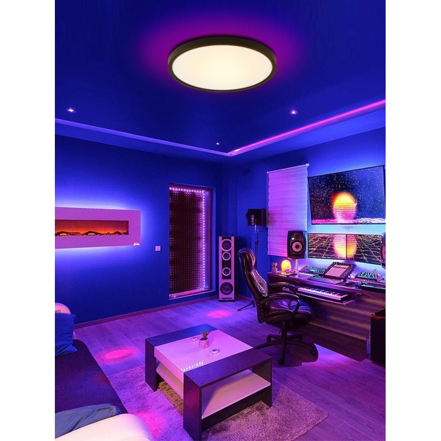 Immax NEO 07166-B40 - LED RGB+CCT Plafoniera con dimmer NEO LITE TUDO LED/50W/230V Wi-Fi Tuya nero + telecomando