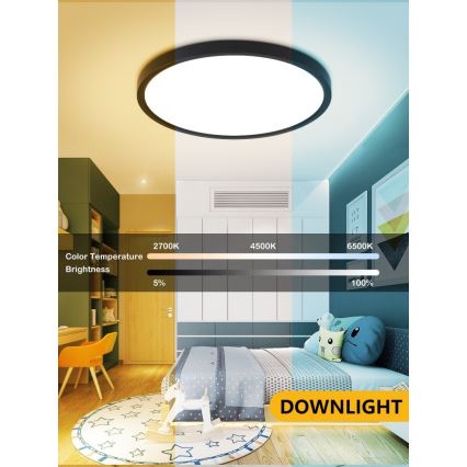 Immax NEO 07166-B40 - LED RGB+CCT Plafoniera con dimmer NEO LITE TUDO LED/50W/230V Wi-Fi Tuya nero + telecomando