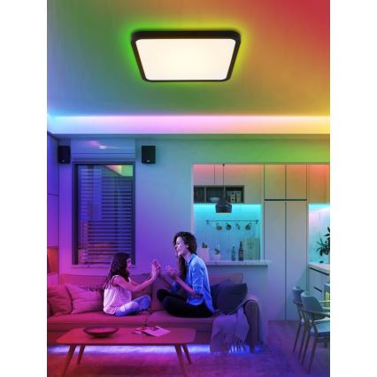 Immax NEO 07167-B40 - LED RGB+CCT Plafoniera con dimmer NEO LITE TUDO LED/50W/230V Wi-Fi Tuya nero + telecomando