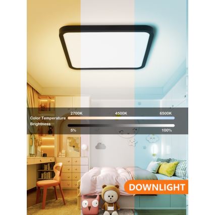 Immax NEO 07167-B40 - LED RGB+CCT Plafoniera con dimmer NEO LITE TUDO LED/50W/230V Wi-Fi Tuya nero + telecomando