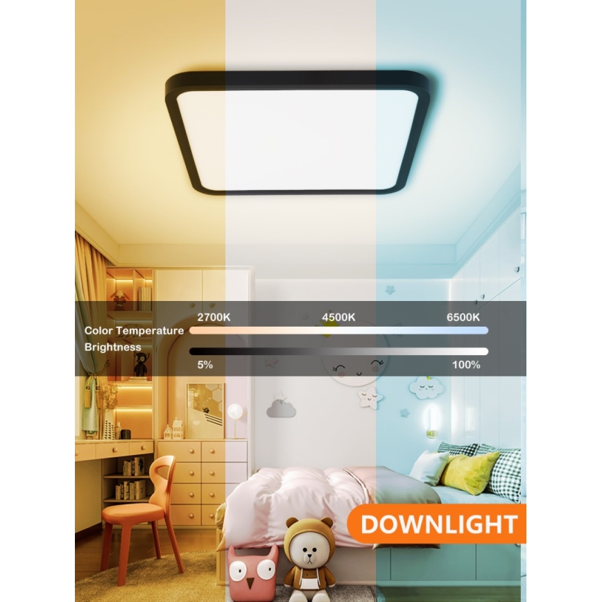 Immax NEO 07167-B40 - LED RGB+CCT Plafoniera con dimmer NEO LITE TUDO LED/50W/230V Wi-Fi Tuya nero + telecomando
