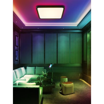 Immax NEO 07167-B40 - LED RGB+CCT Plafoniera con dimmer NEO LITE TUDO LED/50W/230V Wi-Fi Tuya nero + telecomando