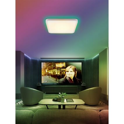 Immax NEO 07168-W40 - LED RGB+CCT Plafoniera con dimmer NEO LITE TUDO LED/50W/230V Wi-Fi Tuya bianco + telecomando