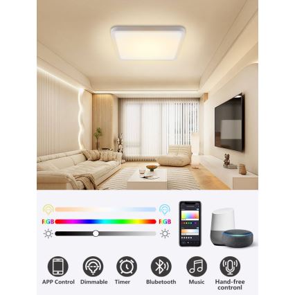 Immax NEO 07168-W40 - LED RGB+CCT Plafoniera con dimmer NEO LITE TUDO LED/50W/230V Wi-Fi Tuya bianco + telecomando