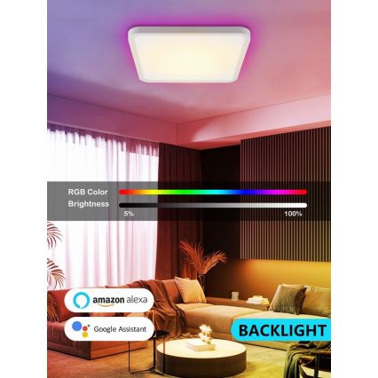 Immax NEO 07168-W40 - LED RGB+CCT Plafoniera con dimmer NEO LITE TUDO LED/50W/230V Wi-Fi Tuya bianco + telecomando