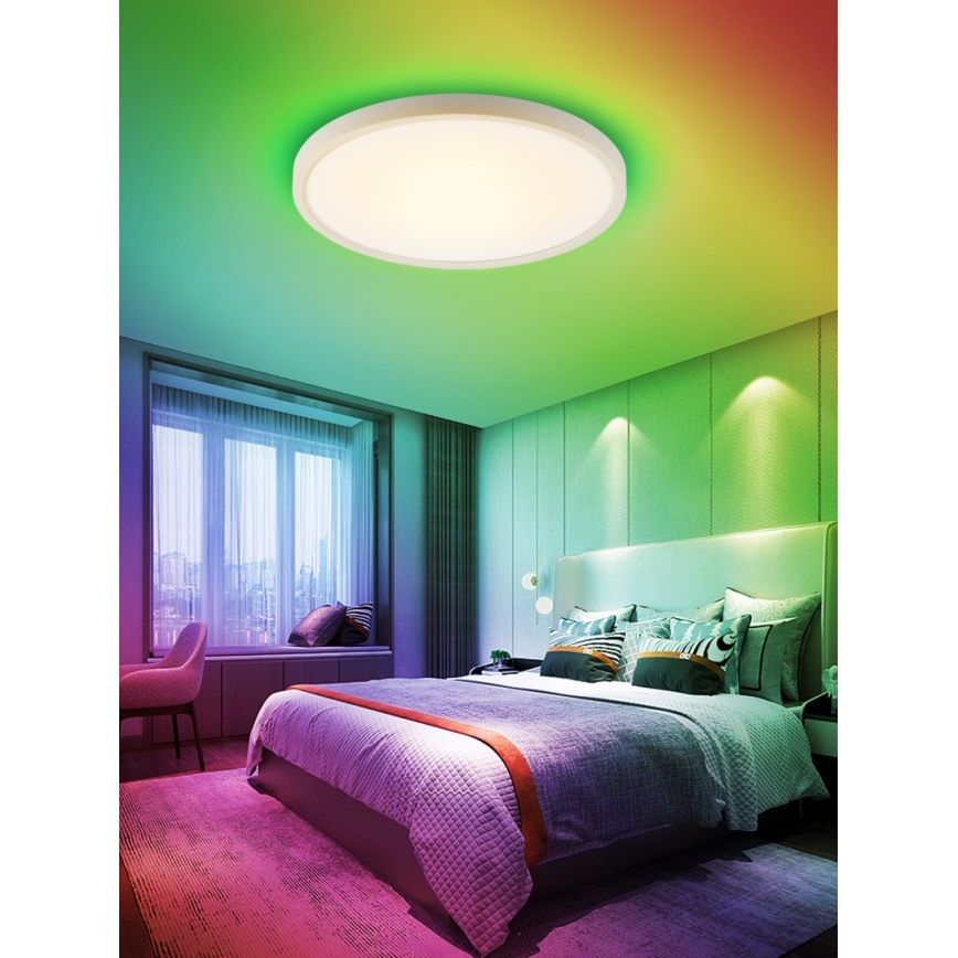 Immax NEO 07169-W60 - LED RGB+CCT Plafoniera con dimmer NEO LITE TUDO 65W/230V 2700-6500K Wi-Fi Tuya + telecomando bianco