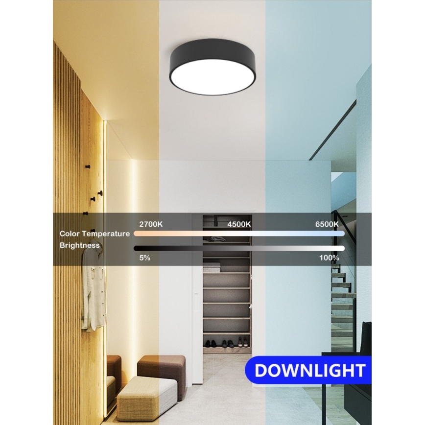 Immax NEO 07200L - Plafoniera LED dimmerabile RONDATE LED/18W/230V 3000-6000K diametro 25 cm nero Tuya + telecomando