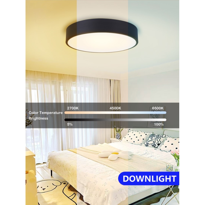 Immax NEO 07201L - Plafoniera LED dimmerabile RONDATE LED/28W/230V nero Tuya + telecomando
